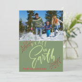 Vrede op Aarde Gepersonaliseerde Fotovakantie Feestdagenkaart (Staand voorkant)