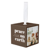 Vrede op aarde gepersonaliseerde moderne bruine ke decoratie (Voorkant hoekig)