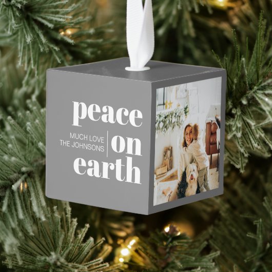 Vrede op aarde gepersonaliseerde moderne grijze ke decoratie (Boom)