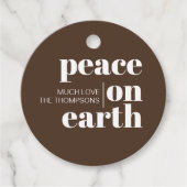 Vrede op aarde gepersonaliseerde moderne kerst bedankjes labels (Voorkant)