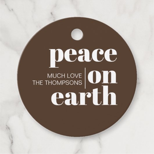 Vrede op aarde gepersonaliseerde moderne kerst bedankjes labels (Voorkant)