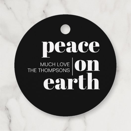 Vrede op aarde gepersonaliseerde moderne kerst bedankjes labels (Achterkant)