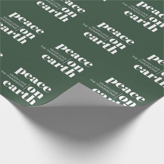 Vrede op aarde gepersonaliseerde moderne kerst cadeaupapier (Hoek)