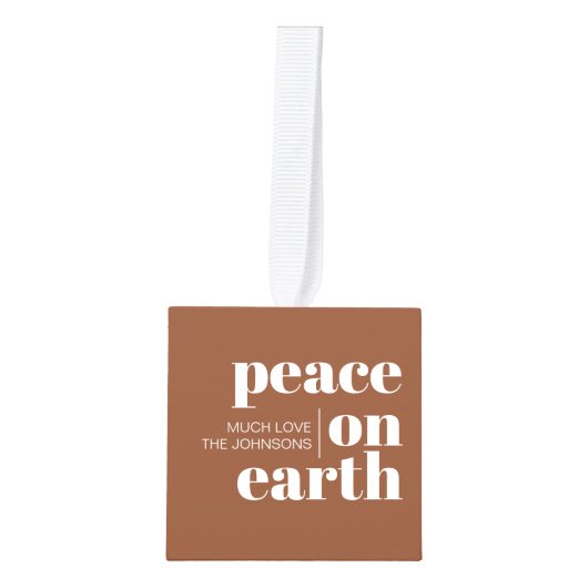 Vrede op aarde gepersonaliseerde moderne kerst decoratie (Voorkant)