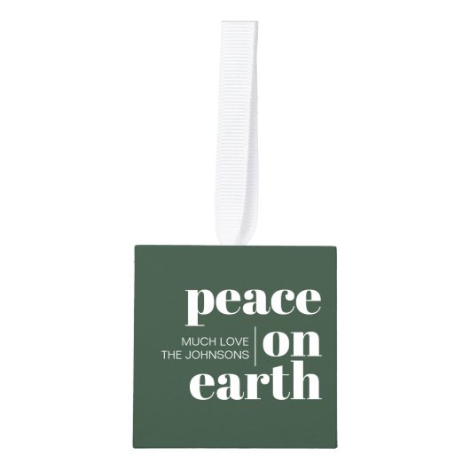 Vrede op aarde gepersonaliseerde moderne kerst gro decoratie (Voorkant)