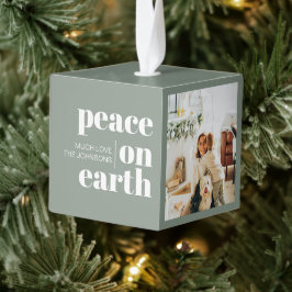 Vrede op aarde gepersonaliseerde moderne sage kers decoratie
