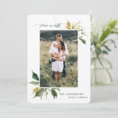 Vrede op aarde geschilderde bloemenfoto vakantieka feestdagenkaart (Staand voorkant)
