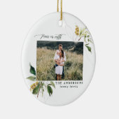 Vrede op aarde geschilderde bloemenfotovakantie keramisch ornament (Rechts)