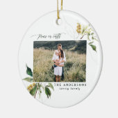 Vrede op aarde geschilderde bloemenfotovakantie keramisch ornament (Links)