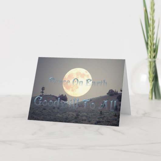 Vrede op aarde, goede wil voor iedereen feestdagen kaart (Voorkant)