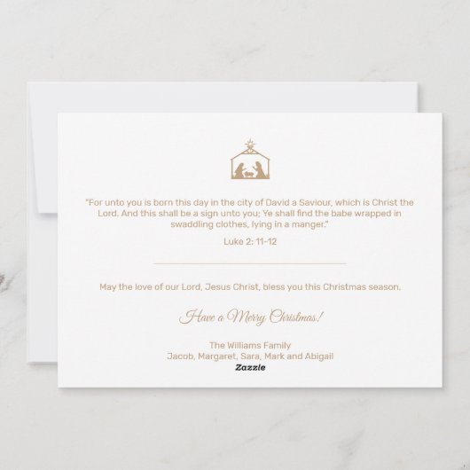 Vrede op Aarde Gold Nativiteit Religieuze Kerstmis Feestdagenkaart (Achterkant)