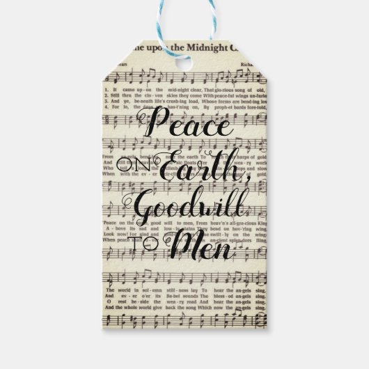 Vrede op aarde, goodwill voor Mannen Gift Label Cadeaulabel (Voorkant)