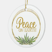 Vrede op Aarde Gouden Botanische Kerstfoto Keramisch Ornament (Links)
