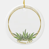 Vrede op Aarde Gouden Botanische Kerstfoto Keramisch Ornament (Achterkant)