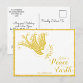Vrede op Aarde Gouden Duif Witte Kerst Feestdagenkaart (Voorkant / Achterkant)