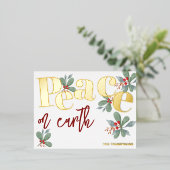 Vrede op aarde, gouden folie kerst wenskaart folie feestdagen briefkaart (Staand Voorkant)