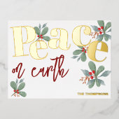 Vrede op aarde, gouden folie kerst wenskaart folie feestdagen briefkaart (Voorkant)