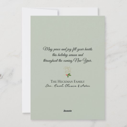 Vrede op aarde Gouden Hart Kerstboomornament Feestdagenkaart (Achterkant)