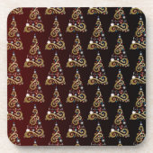 Vrede op aarde: gouden kerstboompatroon bier onderzetter (Voorkant)