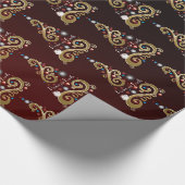 Vrede op aarde: gouden kerstboompatroon cadeaupapier (Hoek)