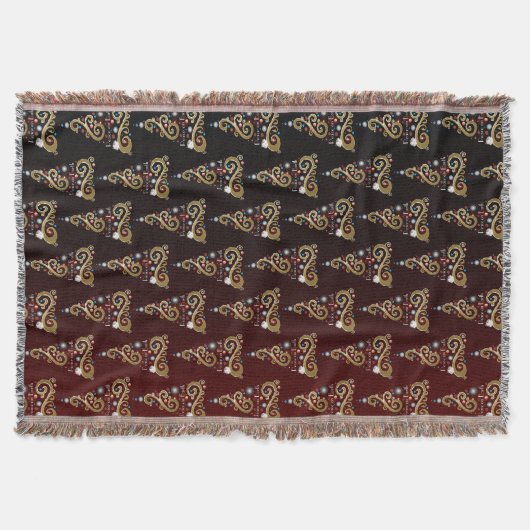 Vrede op aarde: gouden kerstboompatroon deken (Voorkant)