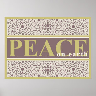 Vrede op aarde  gouden Paarse kerst Poster