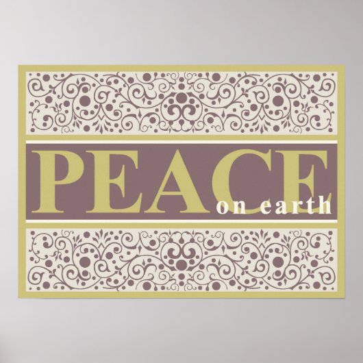 Vrede op aarde gouden Paarse kerst Poster (Voorkant)
