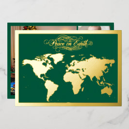 Vrede op Aarde Groen Folie Feestdagenkaart