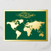 Vrede op Aarde Groen Folie Feestdagenkaart (Voorkant)