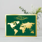 Vrede op Aarde Groen Folie Feestdagenkaart (Staand Voorkant)