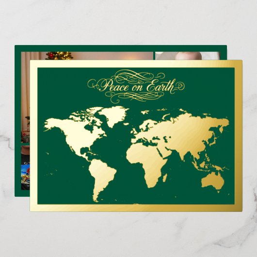 Vrede op Aarde Groen Folie Feestdagenkaart (Voorkant / Achterkant)