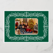 Vrede op Aarde Groen, Lijsten Stippen, Goud Folie Feestdagenkaart (Achterkant)