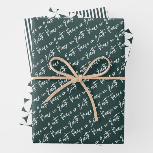 Vrede op Aarde groene kerstmis Inpakpapier Vel (In situ)