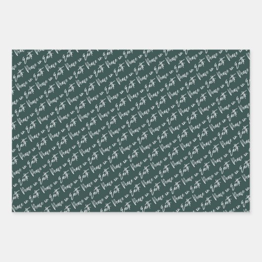 Vrede op Aarde groene kerstmis Inpakpapier Vel (Voorkant)