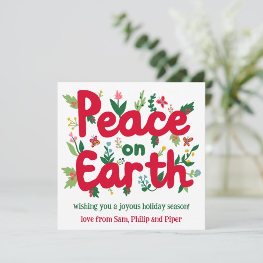 VREDE OP AARDE Hand-getekende AANGEPASTE FOTO Feestdagenkaart (Staand voorkant)