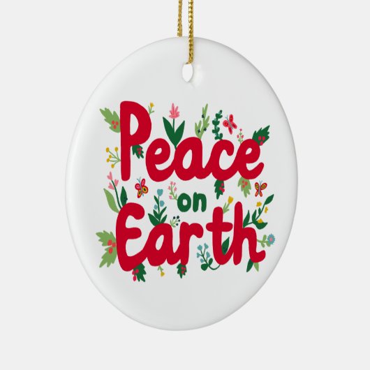 VREDE OP AARDE Hand-getrokken CUSTOM Keramisch Ornament (Rechts)