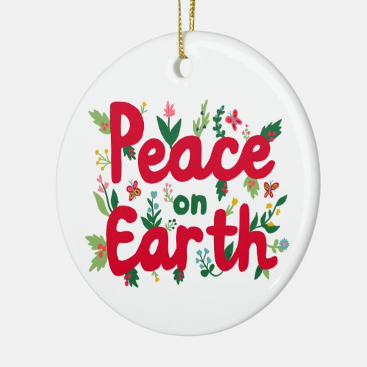 VREDE OP AARDE Hand-getrokken CUSTOM Keramisch Ornament (Links)