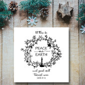 Vrede op Aarde Hand getrokken Krans Foto Zwart Wit Feestdagenkaart