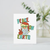 Vrede op Aarde Hippie Santa Feestdagenkaart (Staand voorkant)