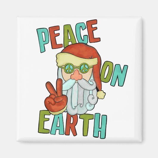 Vrede op Aarde Hippie Santa Magneet (Voorkant)
