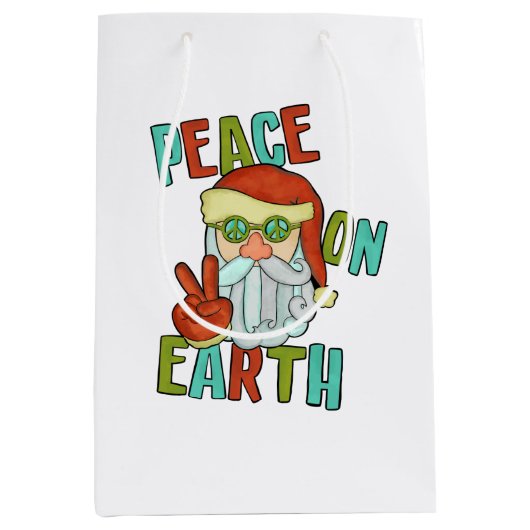 Vrede op Aarde Hippie Santa Medium Cadeauzakje (Voorkant)