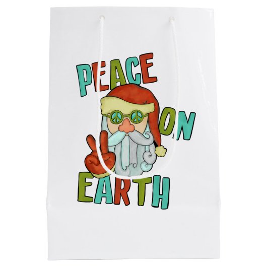 Vrede op Aarde Hippie Santa Medium Cadeauzakje (Achterkant)