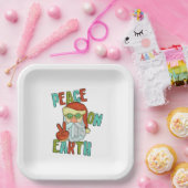 Vrede op Aarde Hippie Santa Papieren Bordje (Feest)
