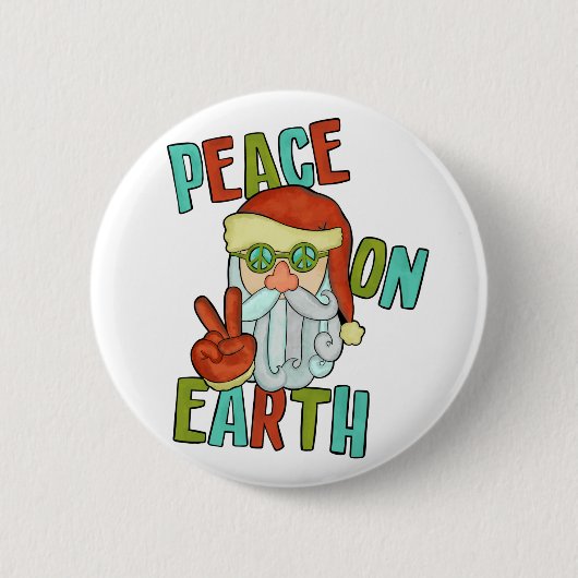 Vrede op Aarde Hippie Santa Ronde Button 5,7 Cm (Voorkant)