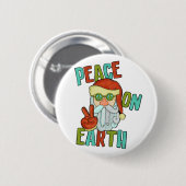 Vrede op Aarde Hippie Santa Ronde Button 5,7 Cm (Voorkant /achterkant)