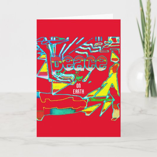 Vrede op Aarde IBlue Yellow White op rood Abstract Kaart (Voorkant)