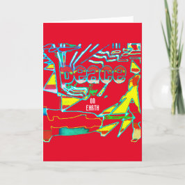 Vrede op Aarde IBlue Yellow White op rood Abstract Kaart