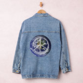 VREDE op aarde in de ruimte Vredessymbool Tekenwer Denim Jacket (Hangar)