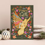 Vrede op Aarde in Floral Folk Art Earthy Green Feestdagenkaart<br><div class="desc">Onze Peace on Earth-kerstkaart is geïnspireerd door de schoonheid en stijl van de Scandinavische volkskunst, maar met een moderne en vlam. Ons ontwerp biedt een wereld van hoop, liefde en vrede, afgebeeld door kunst, beelden en kleur. Diepe contrasten worden gecombineerd met vrolijke heldere kleuren van rood, geel, roze, blauw, goud...</div>