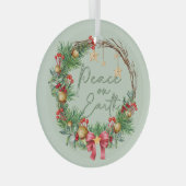 Vrede op Aarde in Kerstkrans Glas Ornament (Voorkant Rechts)